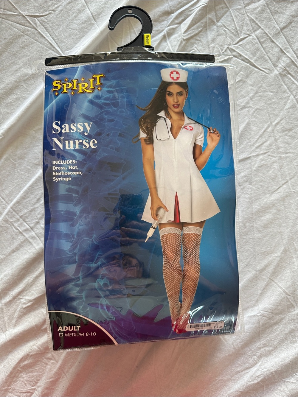Spirit Sassy Nurse Costume in White with Red Accents